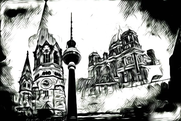Berlin sanat eskizi çizimi eğlenceli tasarım antika retro