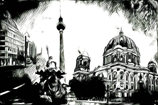Berlin sanat eskizi çizimi eğlenceli tasarım antika retro