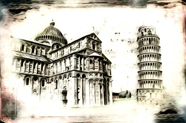 Pisa sanat eskizi çizimi eğlenceli tasarım antika eski sanat fotoğrafçılığı