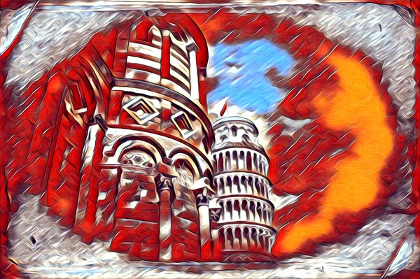 Pisa Kunst Zeichnung Skizze Illustration Spaß Design Vintage Retro Kunst — Stockfoto