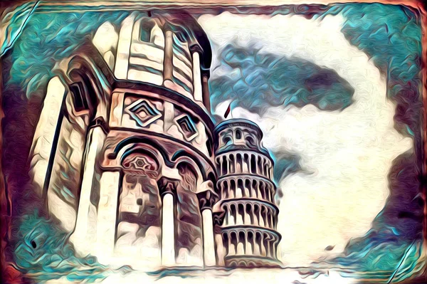 Pisa Τέχνη Σχέδιο Σκίτσο Εικονογράφηση Διασκεδαστικό Σχεδιασμό Ρετρό Τέχνη Ρετρό — Φωτογραφία Αρχείου