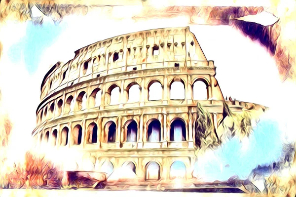 Nagy Antik Colosseum Művészet Fotográfia Illúzió Rajz Retro — Stock Fotó