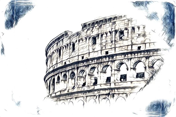 Great Antique Colosseum Art Photography Illustation Drawing Retro — Stock Photo, Image