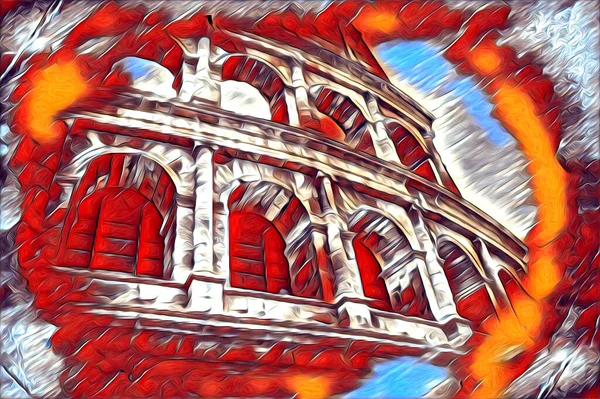 Große Antike Colosseum Kunst Fotografie Illustration Zeichnung Retro — Stockfoto