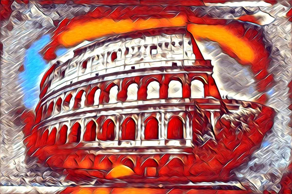 Grande Arte Antica Colosseo Fotografia Illustazione Disegno Retrò — Foto Stock