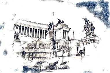 Roma İtalya sanatı eskiz çizimi eğlenceli tasarım antika retro