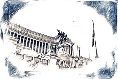 Roma İtalya sanatı eskiz çizimi eğlenceli tasarım antika retro