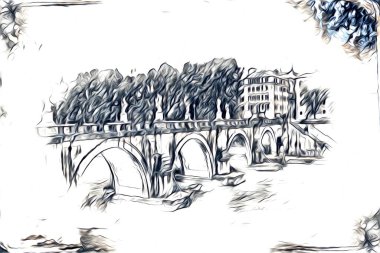 Roma İtalya sanatı eskiz çizimi eğlenceli tasarım antika retro