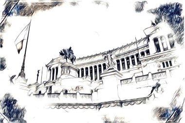 Roma İtalya sanatı eskiz çizimi eğlenceli tasarım antika retro