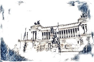 Roma İtalya sanatı eskiz çizimi eğlenceli tasarım antika retro