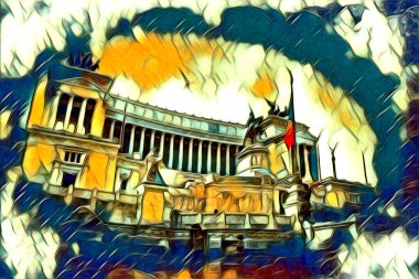 Roma İtalya sanatı eskiz çizimi eğlenceli tasarım antika retro