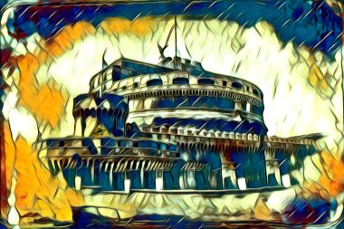 Roma İtalya sanatı eskiz çizimi eğlenceli tasarım antika retro