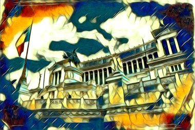 Roma İtalya sanatı eskiz çizimi eğlenceli tasarım antika retro