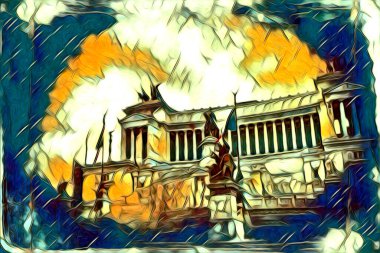 Roma İtalya sanatı eskiz çizimi eğlenceli tasarım antika retro