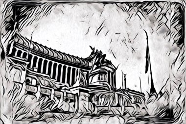 Roma İtalya sanatı eskiz çizimi eğlenceli tasarım antika retro