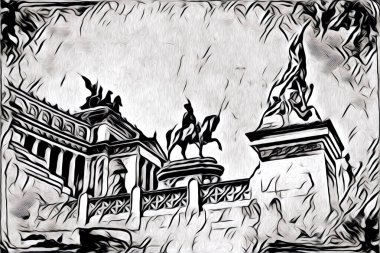 Roma İtalya sanatı eskiz çizimi eğlenceli tasarım antika retro