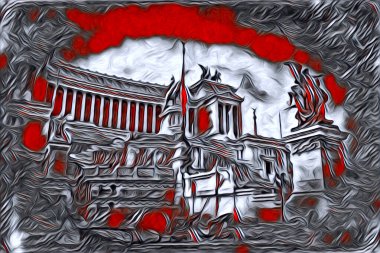 Roma İtalya sanatı eskiz çizimi eğlenceli tasarım antika retro