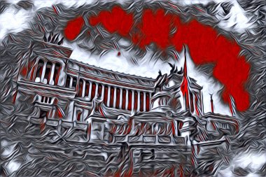 Roma İtalya sanatı eskiz çizimi eğlenceli tasarım antika retro