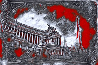 Roma İtalya sanatı eskiz çizimi eğlenceli tasarım antika retro