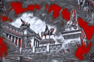 Roma İtalya sanatı eskiz çizimi eğlenceli tasarım antika retro