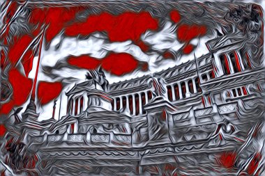 Roma İtalya sanatı eskiz çizimi eğlenceli tasarım antika retro