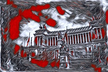 Roma İtalya sanatı eskiz çizimi eğlenceli tasarım antika retro