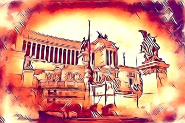 Roma İtalya sanatı eskiz çizimi eğlenceli tasarım antika retro