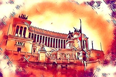 Roma İtalya sanatı eskiz çizimi eğlenceli tasarım antika retro