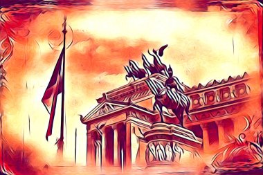 Roma İtalya sanatı eskiz çizimi eğlenceli tasarım antika retro