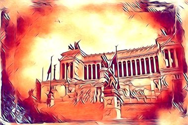 Roma İtalya sanatı eskiz çizimi eğlenceli tasarım antika retro