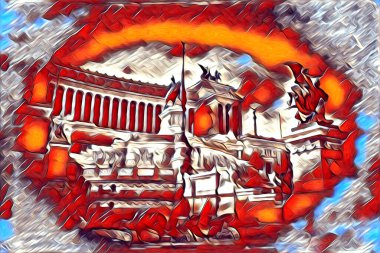 Roma İtalya sanatı eskiz çizimi eğlenceli tasarım antika retro