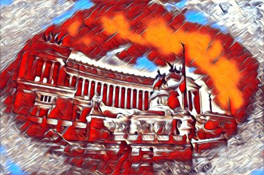 Roma İtalya sanatı eskiz çizimi eğlenceli tasarım antika retro