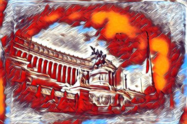 Roma İtalya sanatı eskiz çizimi eğlenceli tasarım antika retro