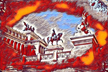 Roma İtalya sanatı eskiz çizimi eğlenceli tasarım antika retro