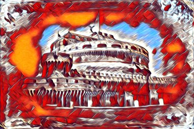 Roma İtalya sanatı eskiz çizimi eğlenceli tasarım antika retro