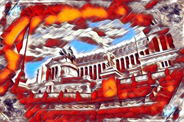 Roma İtalya sanatı eskiz çizimi eğlenceli tasarım antika retro