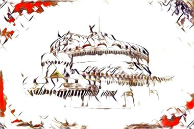 Roma İtalya sanatı eskiz çizimi eğlenceli tasarım antika retro