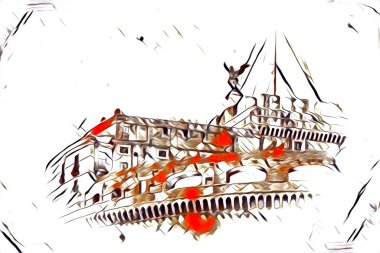 Roma İtalya sanatı eskiz çizimi eğlenceli tasarım antika retro