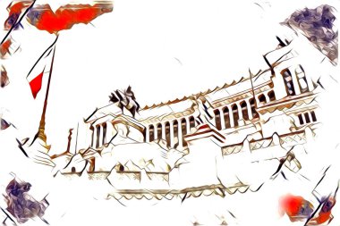 Roma İtalya sanatı eskiz çizimi eğlenceli tasarım antika retro