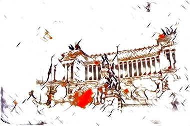 Roma İtalya sanatı eskiz çizimi eğlenceli tasarım antika retro