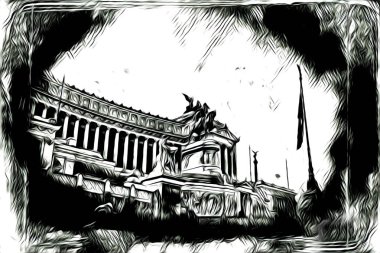 Roma İtalya sanatı eskiz çizimi eğlenceli tasarım antika retro