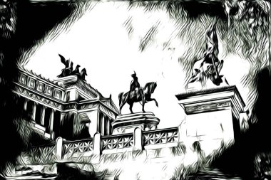 Roma İtalya sanatı eskiz çizimi eğlenceli tasarım antika retro