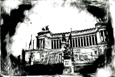 Roma İtalya sanatı eskiz çizimi eğlenceli tasarım antika retro