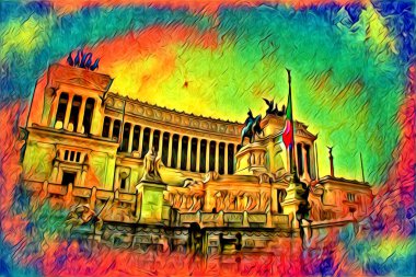 Roma İtalya sanatı eskiz çizimi eğlenceli tasarım antika retro