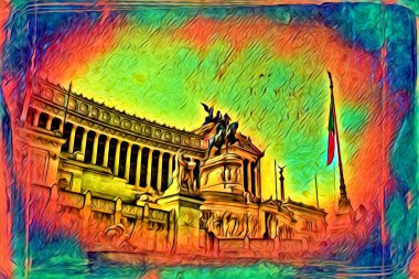 Roma İtalya sanatı eskiz çizimi eğlenceli tasarım antika retro