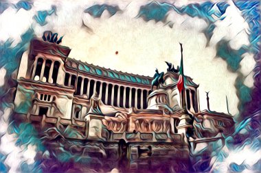 Roma İtalya sanatı eskiz çizimi eğlenceli tasarım antika retro