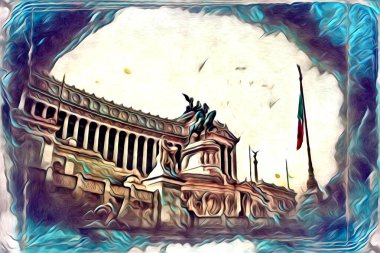 Roma İtalya sanatı eskiz çizimi eğlenceli tasarım antika retro