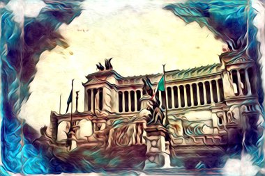 Roma İtalya sanatı eskiz çizimi eğlenceli tasarım antika retro