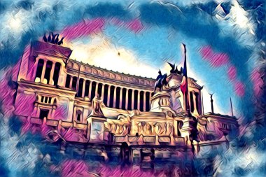 Roma İtalya sanatı eskiz çizimi eğlenceli tasarım antika retro