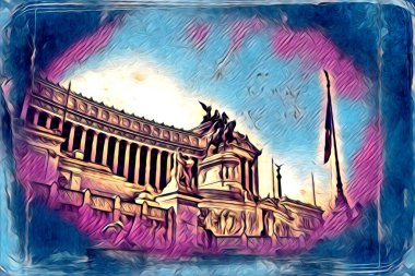 Roma İtalya sanatı eskiz çizimi eğlenceli tasarım antika retro